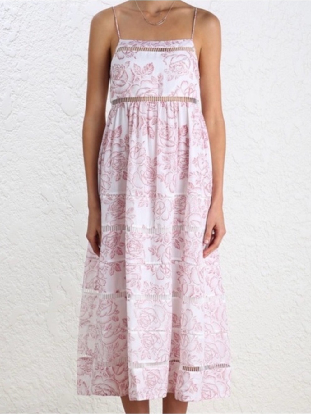 Zimmermann white floral Roza ladder dress